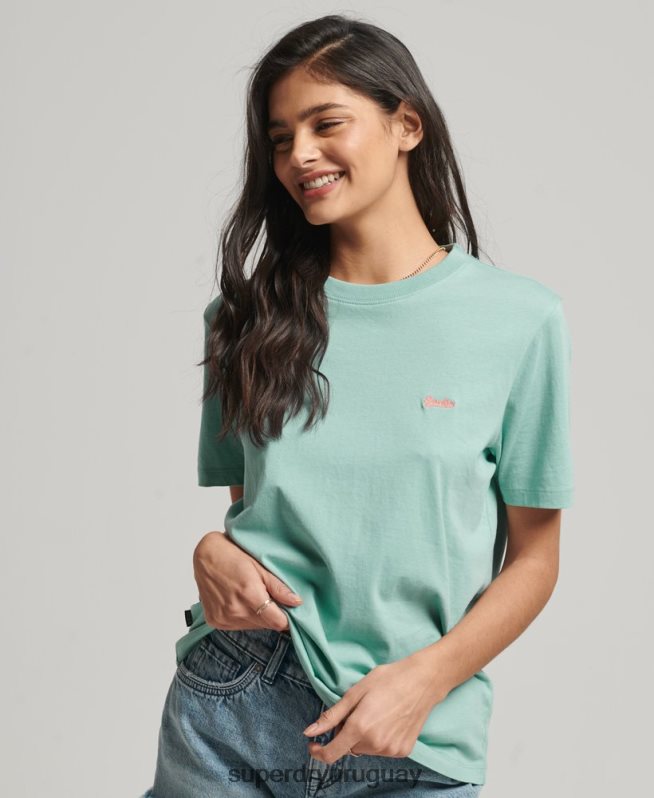 uy Superdry mujer playera con logo bordado azul claro DT2N8Z2246 ropa