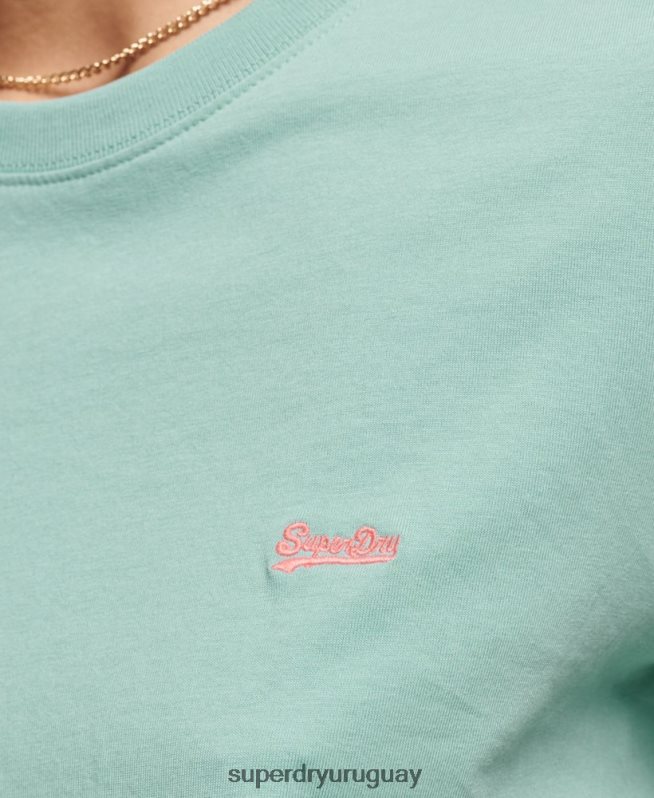 uy Superdry mujer playera con logo bordado azul claro DT2N8Z2246 ropa