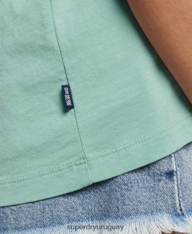 uy Superdry mujer playera con logo bordado azul claro DT2N8Z2246 ropa