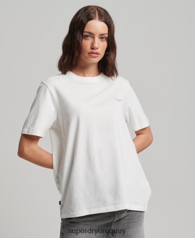 uy Superdry mujer playera con logo bordado blanco DT2N8Z2130 ropa