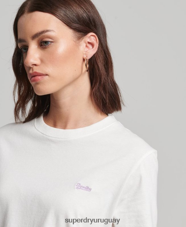 uy Superdry mujer playera con logo bordado blanco DT2N8Z2130 ropa