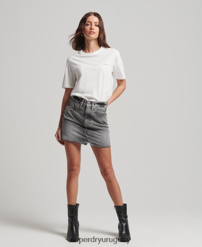 uy Superdry mujer playera con logo bordado blanco DT2N8Z2130 ropa
