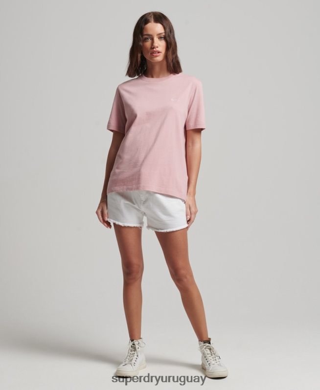 uy Superdry mujer playera con logo bordado rosa DT2N8Z2173 ropa