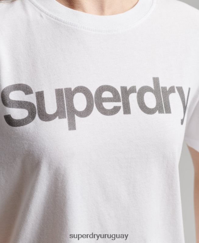uy Superdry mujer playera con logo central blanco DT2N8Z6279 ropa