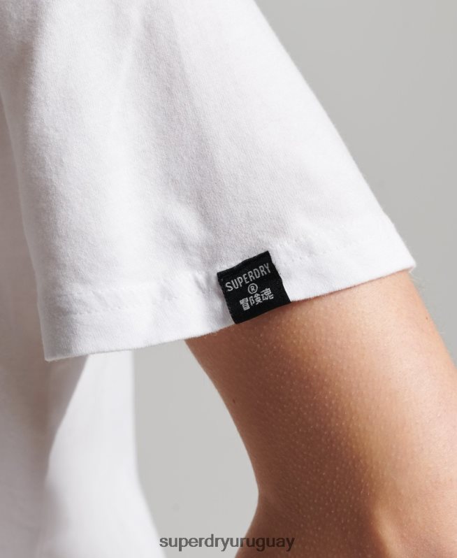 uy Superdry mujer playera con logo central blanco DT2N8Z6279 ropa