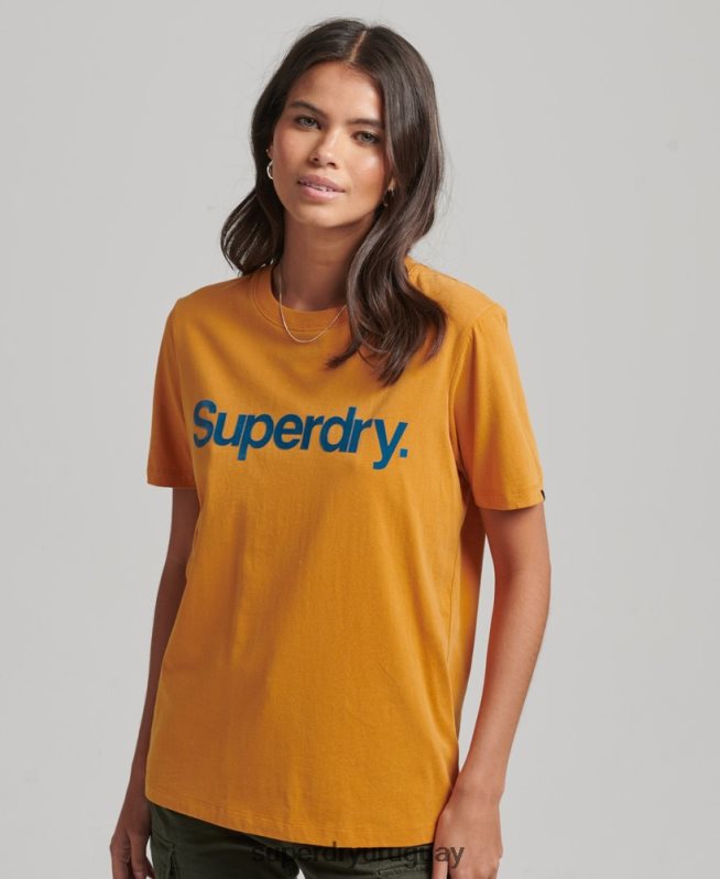 uy Superdry mujer playera con logo central de los años 80 oro DT2N8Z2748 ropa