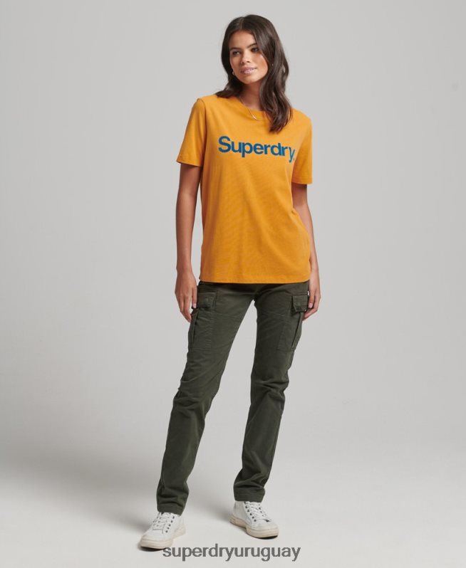 uy Superdry mujer playera con logo central de los años 80 oro DT2N8Z2748 ropa