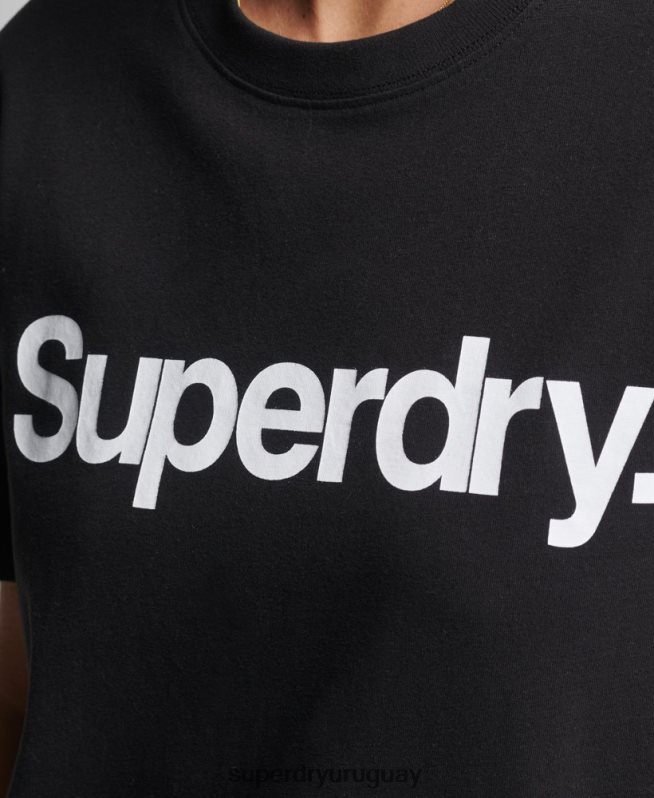 uy Superdry mujer playera con logo central negro DT2N8Z2778 ropa