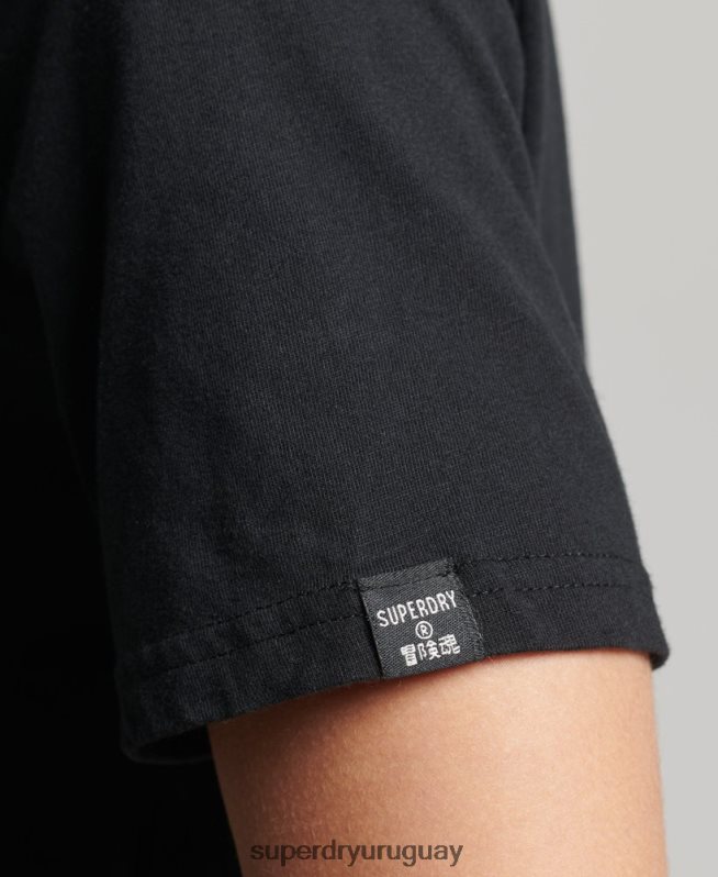 uy Superdry mujer playera con logo central negro DT2N8Z6211 ropa