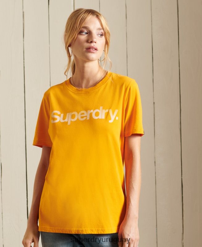 uy Superdry mujer playera con logo central oro DT2N8Z6244 ropa