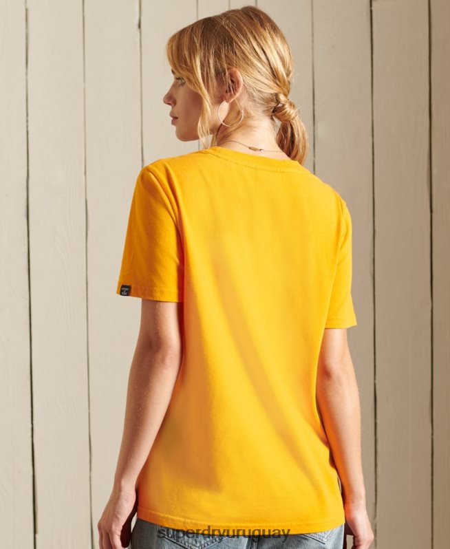 uy Superdry mujer playera con logo central oro DT2N8Z6244 ropa