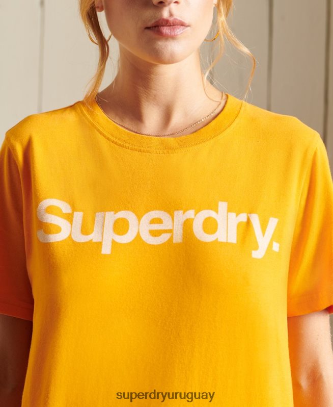 uy Superdry mujer playera con logo central oro DT2N8Z6244 ropa
