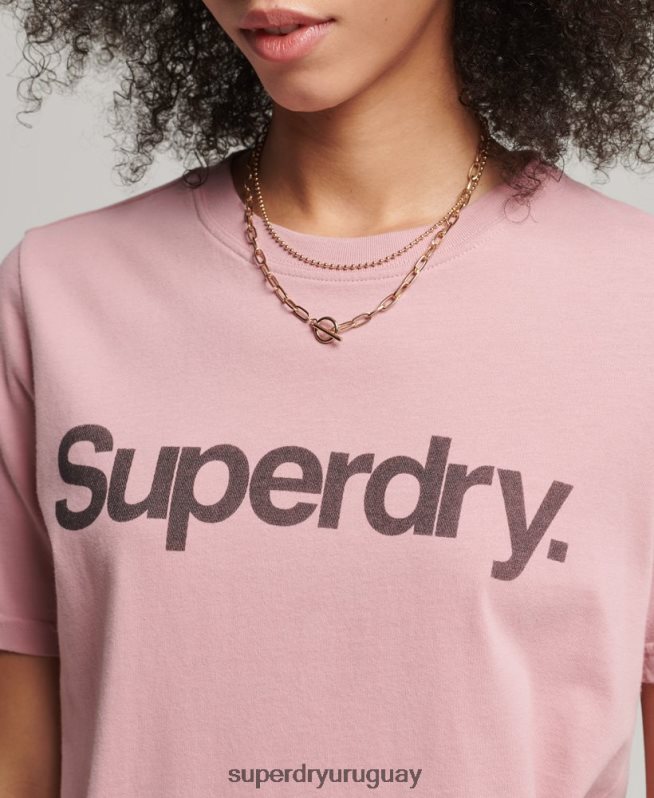 uy Superdry mujer playera con logo central rosa DT2N8Z6242 ropa