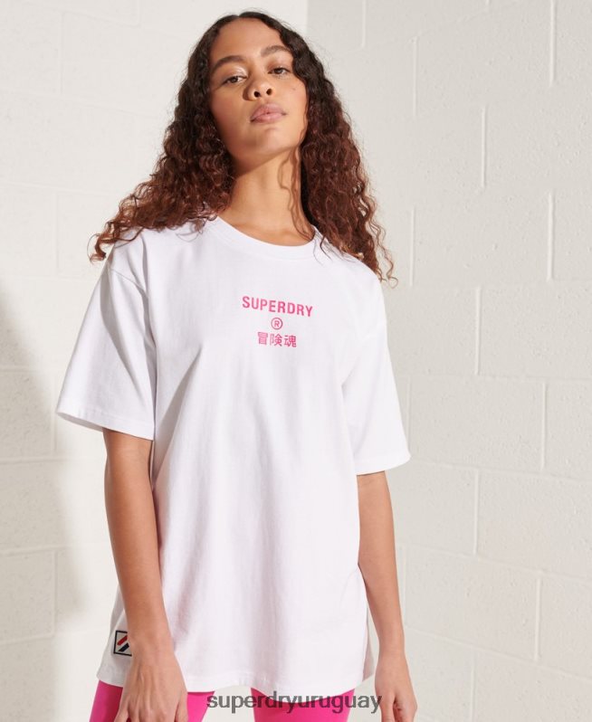 uy Superdry mujer playera con logo corporativo blanco DT2N8Z6289 ropa