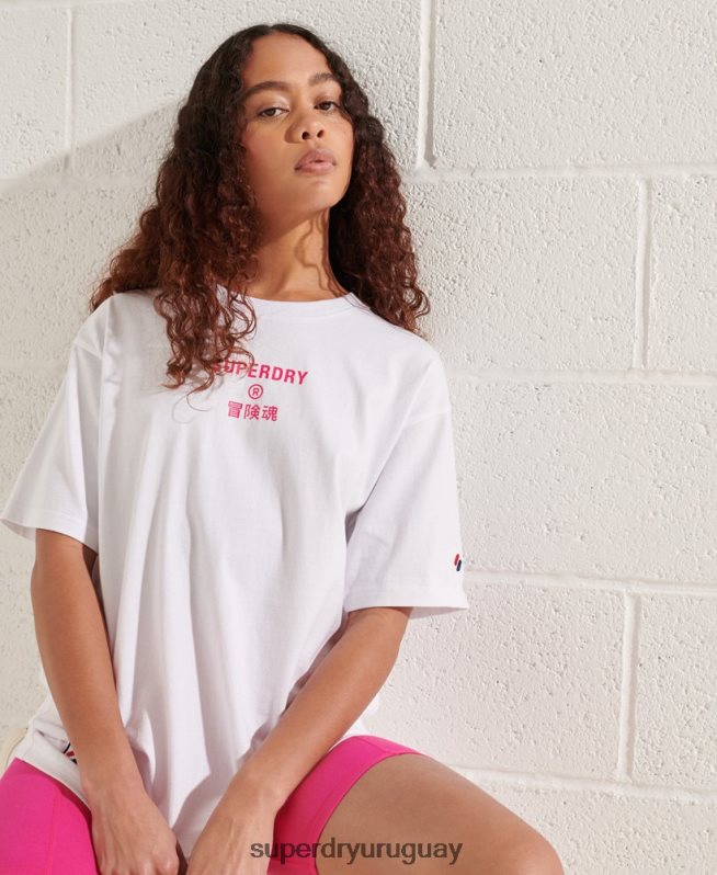 uy Superdry mujer playera con logo corporativo blanco DT2N8Z6289 ropa