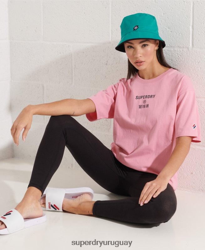 uy Superdry mujer playera con logo corporativo rosa DT2N8Z6278 ropa