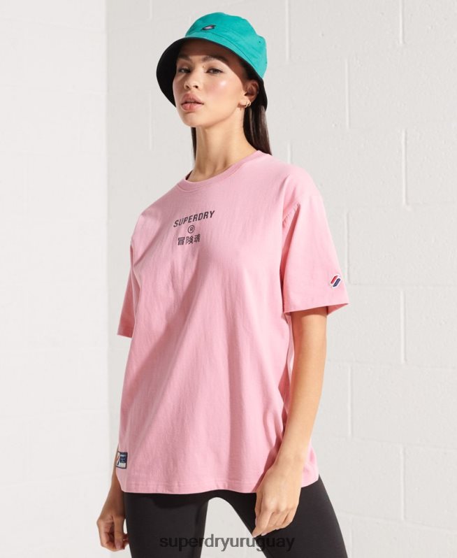 uy Superdry mujer playera con logo corporativo rosa DT2N8Z6278 ropa