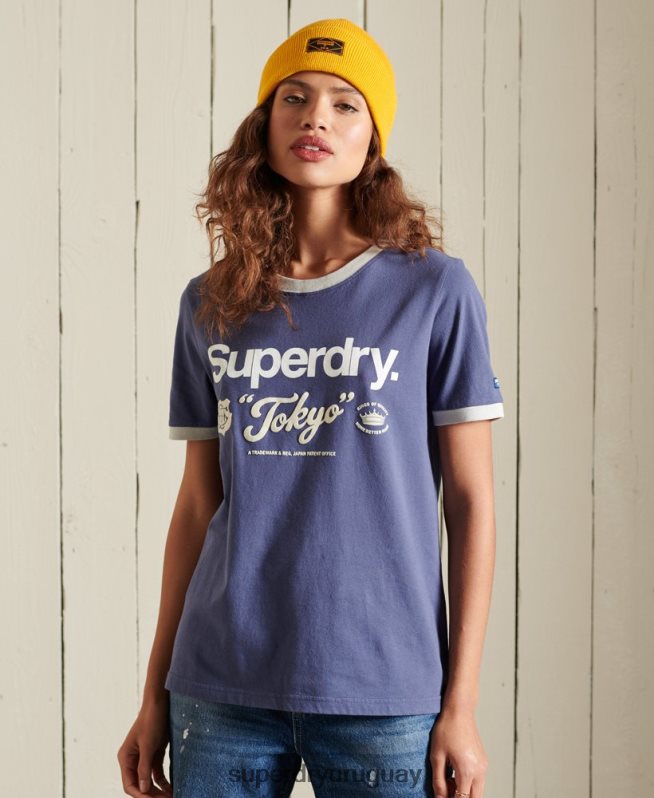 uy Superdry mujer playera con logo de core american classics Armada DT2N8Z6298 ropa