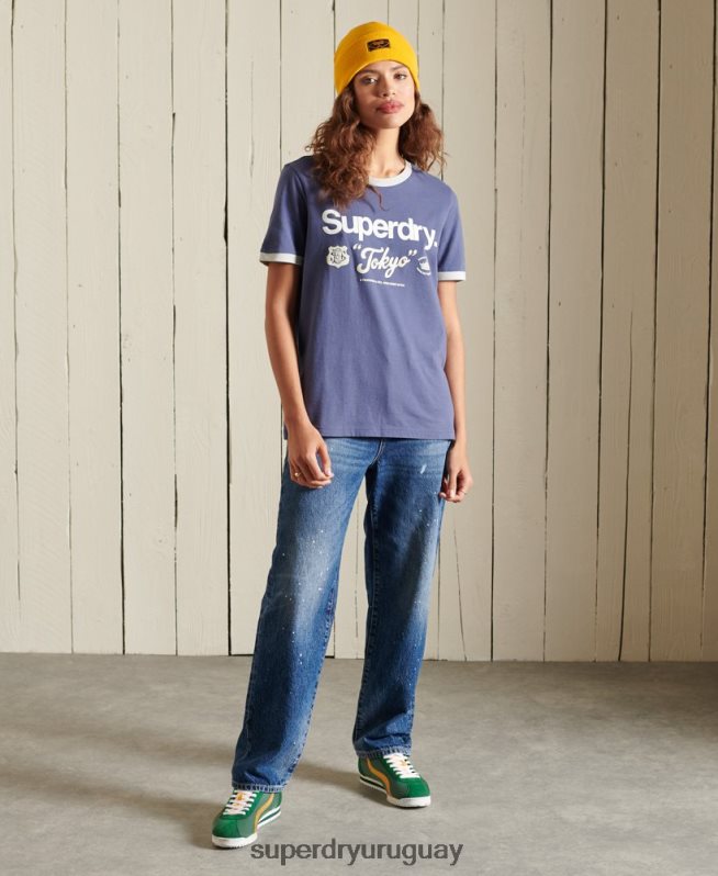 uy Superdry mujer playera con logo de core american classics Armada DT2N8Z6298 ropa