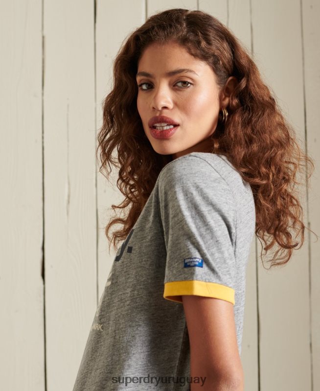 uy Superdry mujer playera con logo de core american classics gris DT2N8Z6304 ropa