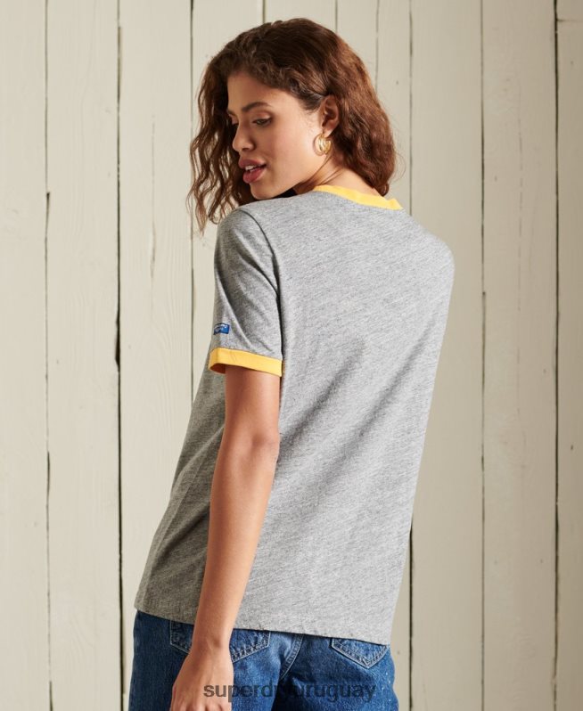 uy Superdry mujer playera con logo de core american classics gris DT2N8Z6304 ropa