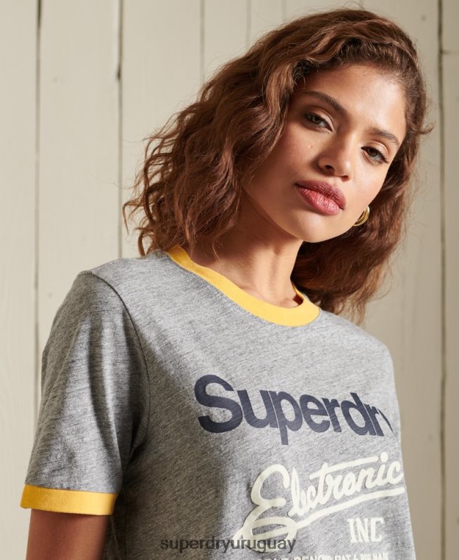 uy Superdry mujer playera con logo de core american classics gris DT2N8Z6304 ropa