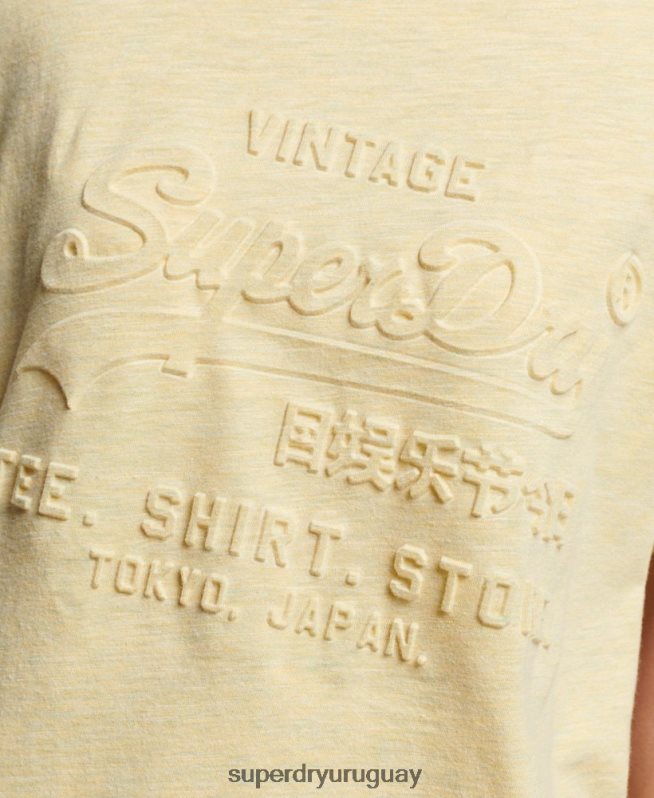 uy Superdry mujer playera con logo en relieve amarillo DT2N8Z2279 ropa