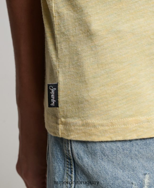 uy Superdry mujer playera con logo en relieve amarillo DT2N8Z2279 ropa