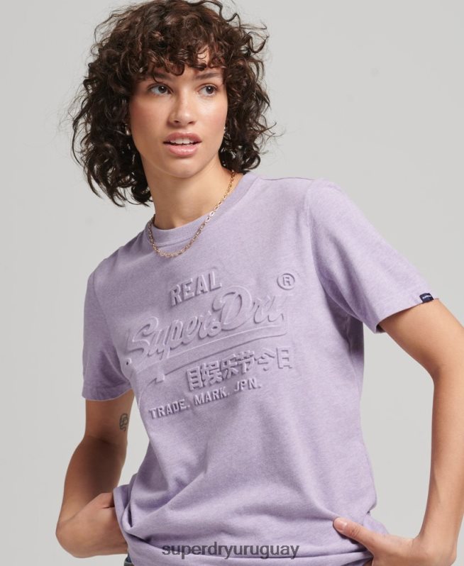 uy Superdry mujer playera con logo en relieve púrpura DT2N8Z2652 ropa