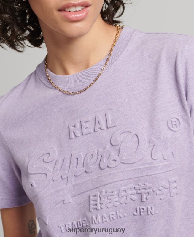 uy Superdry mujer playera con logo en relieve púrpura DT2N8Z2652 ropa
