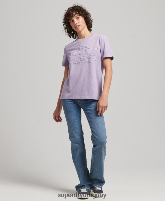 uy Superdry mujer playera con logo en relieve púrpura DT2N8Z2652 ropa