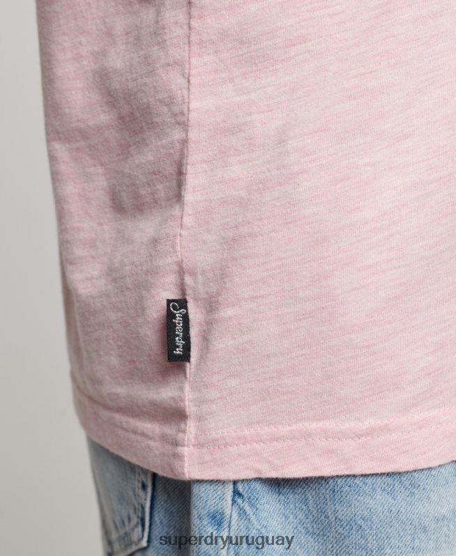 uy Superdry mujer playera con logo en relieve rosa DT2N8Z2647 ropa