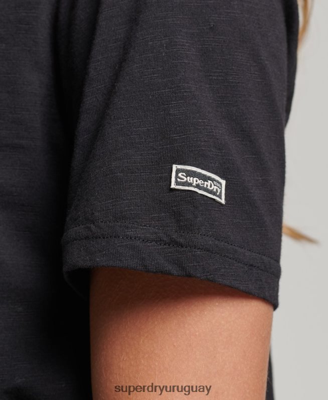 uy Superdry mujer playera con logo gráfico adornado negro DT2N8Z6185 ropa