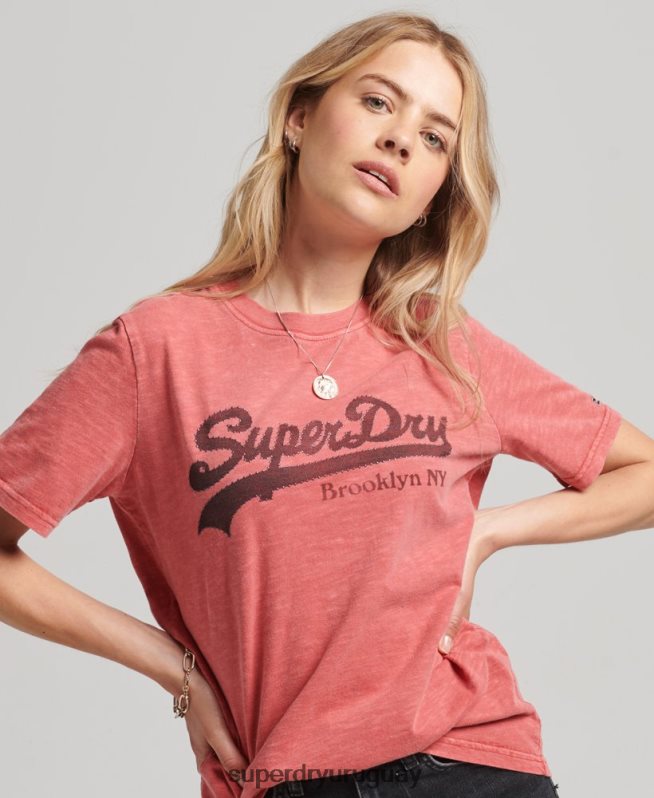 uy Superdry mujer playera con logo gráfico adornado rojo DT2N8Z6193 ropa