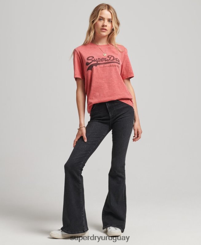 uy Superdry mujer playera con logo gráfico adornado rojo DT2N8Z6193 ropa