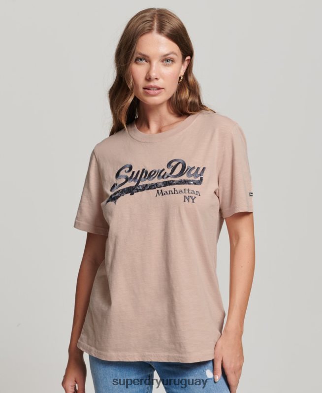 uy Superdry mujer playera con logo gráfico adornado rosa DT2N8Z6205 ropa