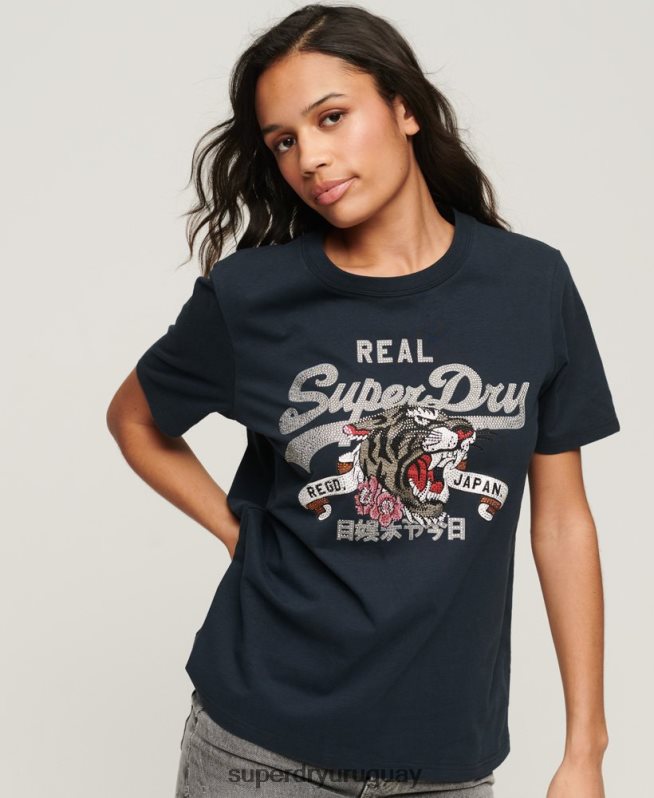 uy Superdry mujer playera con logo vintage Armada DT2N8Z2084 ropa
