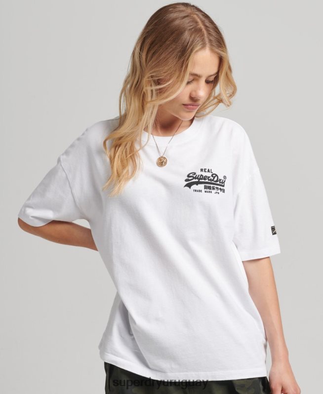 uy Superdry mujer playera con logo vintage blanco DT2N8Z6308 ropa