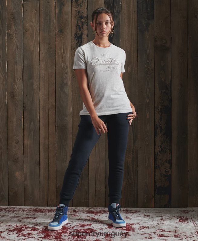 uy Superdry mujer playera con logo vintage bordado gris claro DT2N8Z6305 ropa