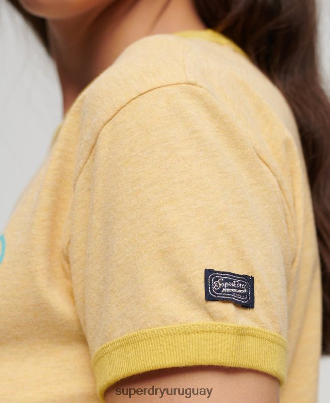 uy Superdry mujer playera con logo vintage neón amarillo DT2N8Z2643 ropa