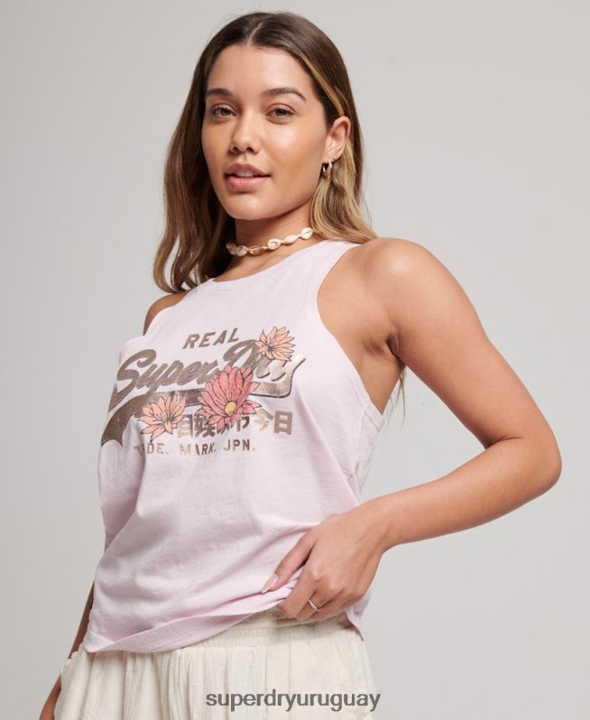 uy Superdry mujer playera con logo vintage rosa DT2N8Z2879 ropa