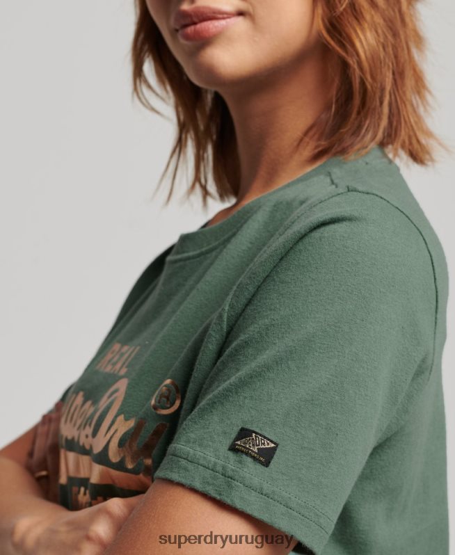 uy Superdry mujer playera con logo vintage verde DT2N8Z2292 ropa