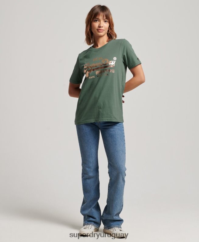 uy Superdry mujer playera con logo vintage verde DT2N8Z2292 ropa