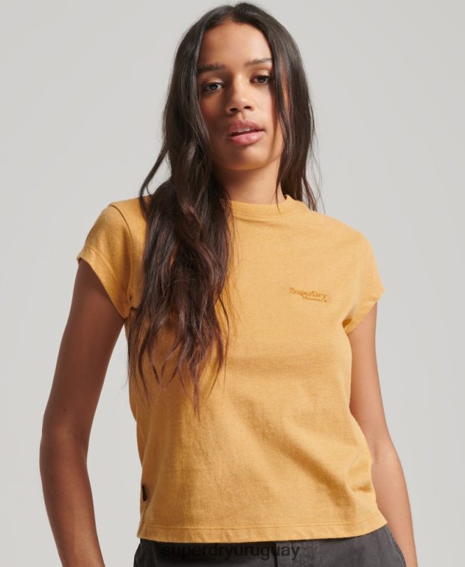 uy Superdry mujer playera con manga japonesa y logo vintage amarillo DT2N8Z2750 ropa