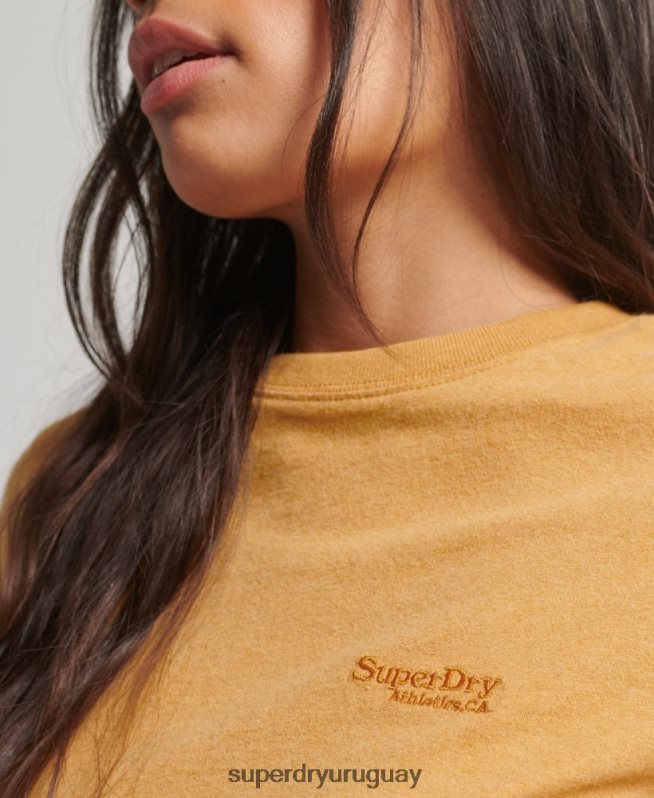 uy Superdry mujer playera con manga japonesa y logo vintage amarillo DT2N8Z2750 ropa