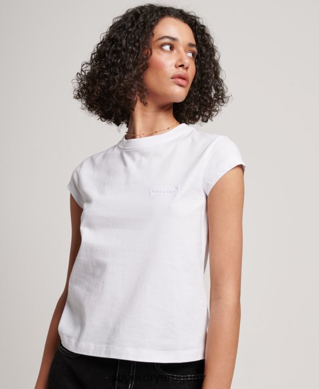 uy Superdry mujer playera con manga japonesa y logo vintage blanco DT2N8Z2693 ropa