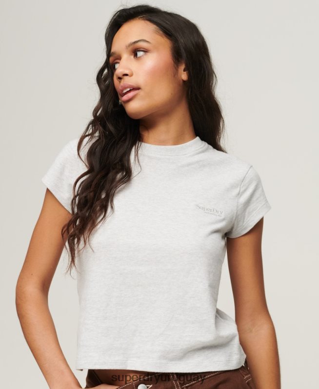 uy Superdry mujer playera con manga japonesa y logo vintage gris claro DT2N8Z2617 ropa