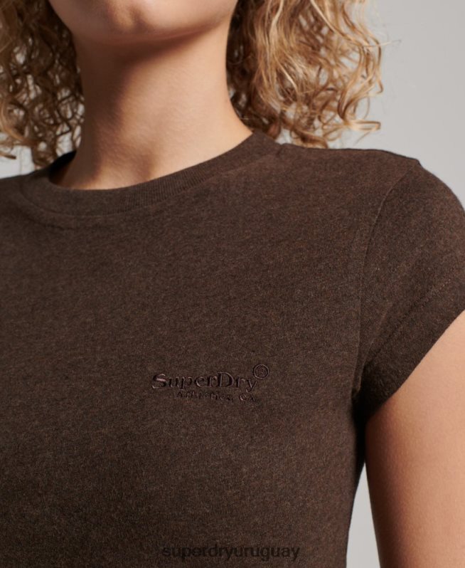 uy Superdry mujer playera con manga japonesa y logo vintage marrón DT2N8Z2716 ropa