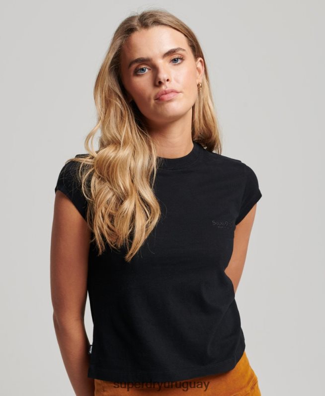 uy Superdry mujer playera con manga japonesa y logo vintage negro DT2N8Z2651 ropa