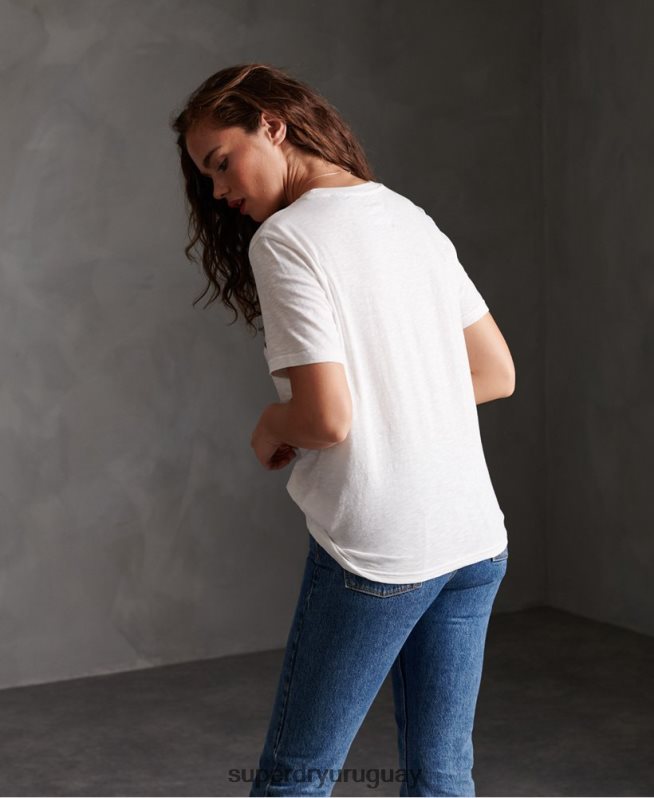 uy Superdry mujer playera con rayas retro blanco DT2N8Z2830 ropa